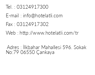 Ankara Atl Otel iletiim bilgileri
